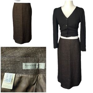 ALBERTA FERETTI- Midi Brown Wool & Linen Blended Sz 8